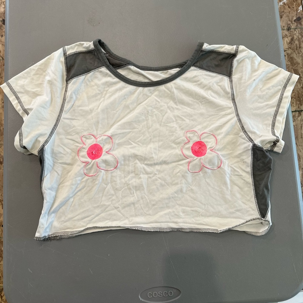 Embroidered Flower Power Baby Tee